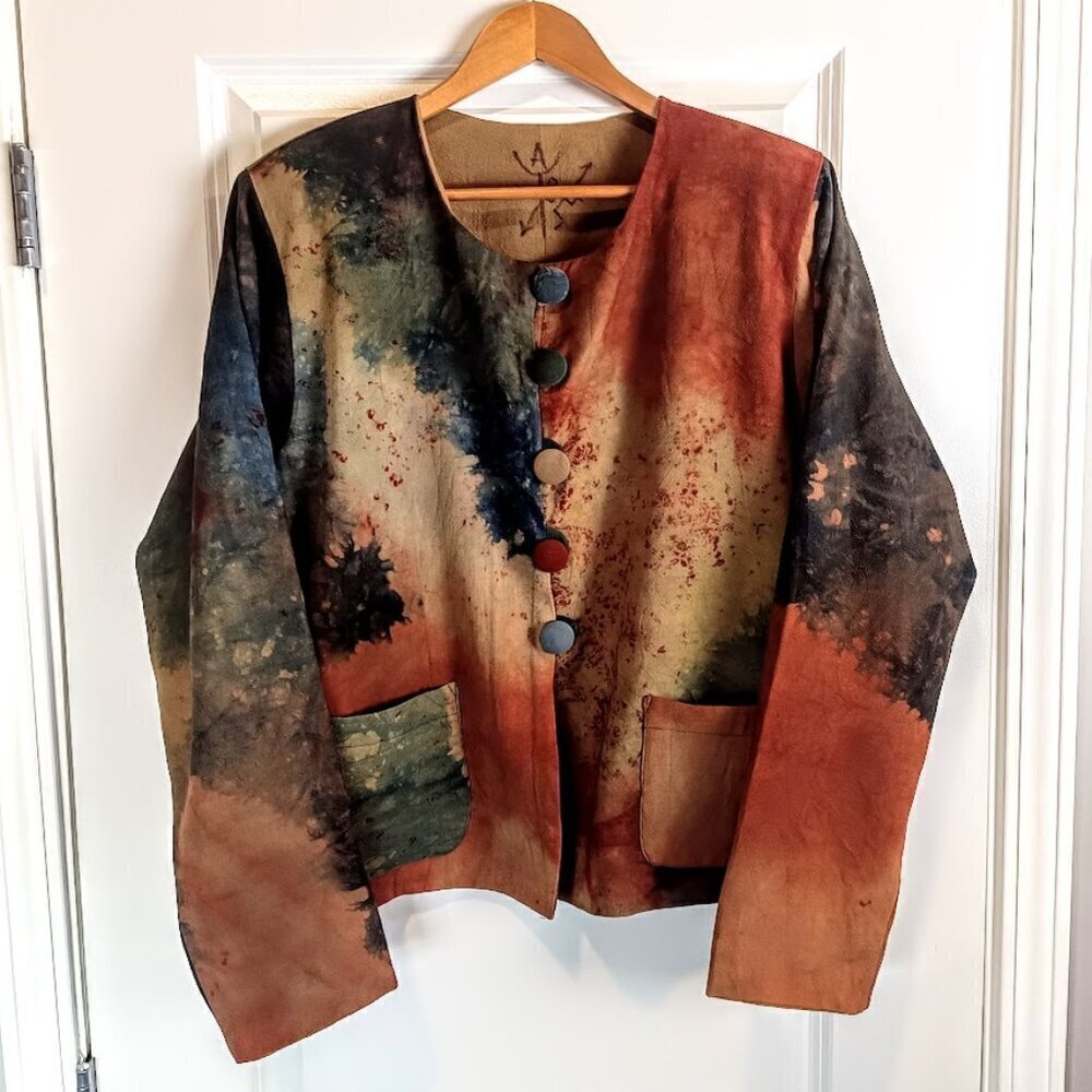 Hand-Painted Abstract Print Jacket - Picture 2 of 4